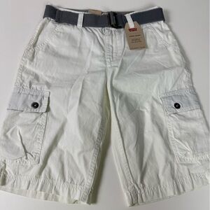 Levi’s Levi Strauss Cargo Shorts w Belt Relaxed Fit Ripstop Cotton New NWT White